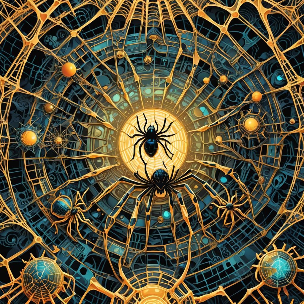 Futuristic Computer Spiders Convention in Surreal Digital Ar...
