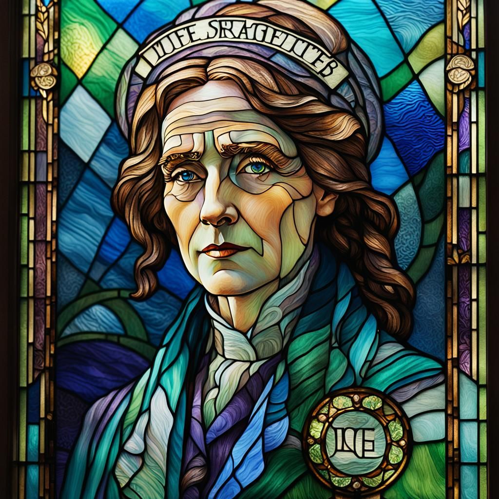 Suffragette Portrait in Stained Glass Window Art