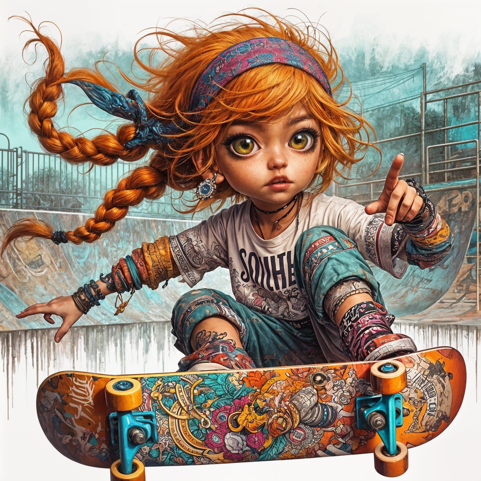 Skater Girl Doing a Trick: Octane Render