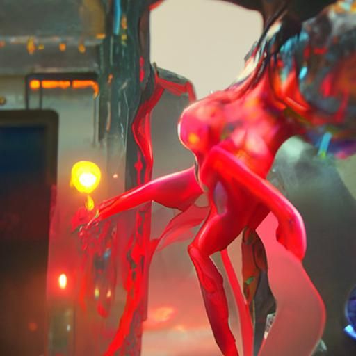 Surreal Monster Chase in Cyberpunk Astral Style