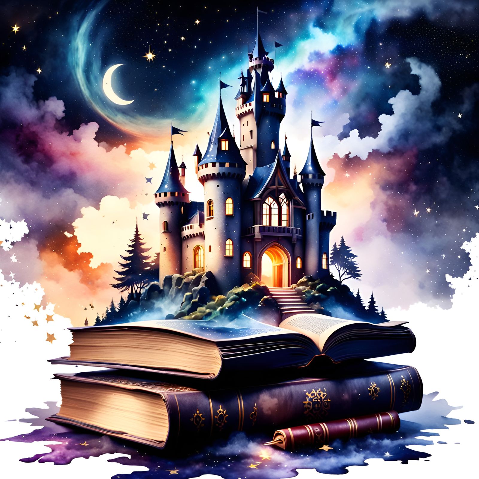 Mystical Castle in Watercolor Book