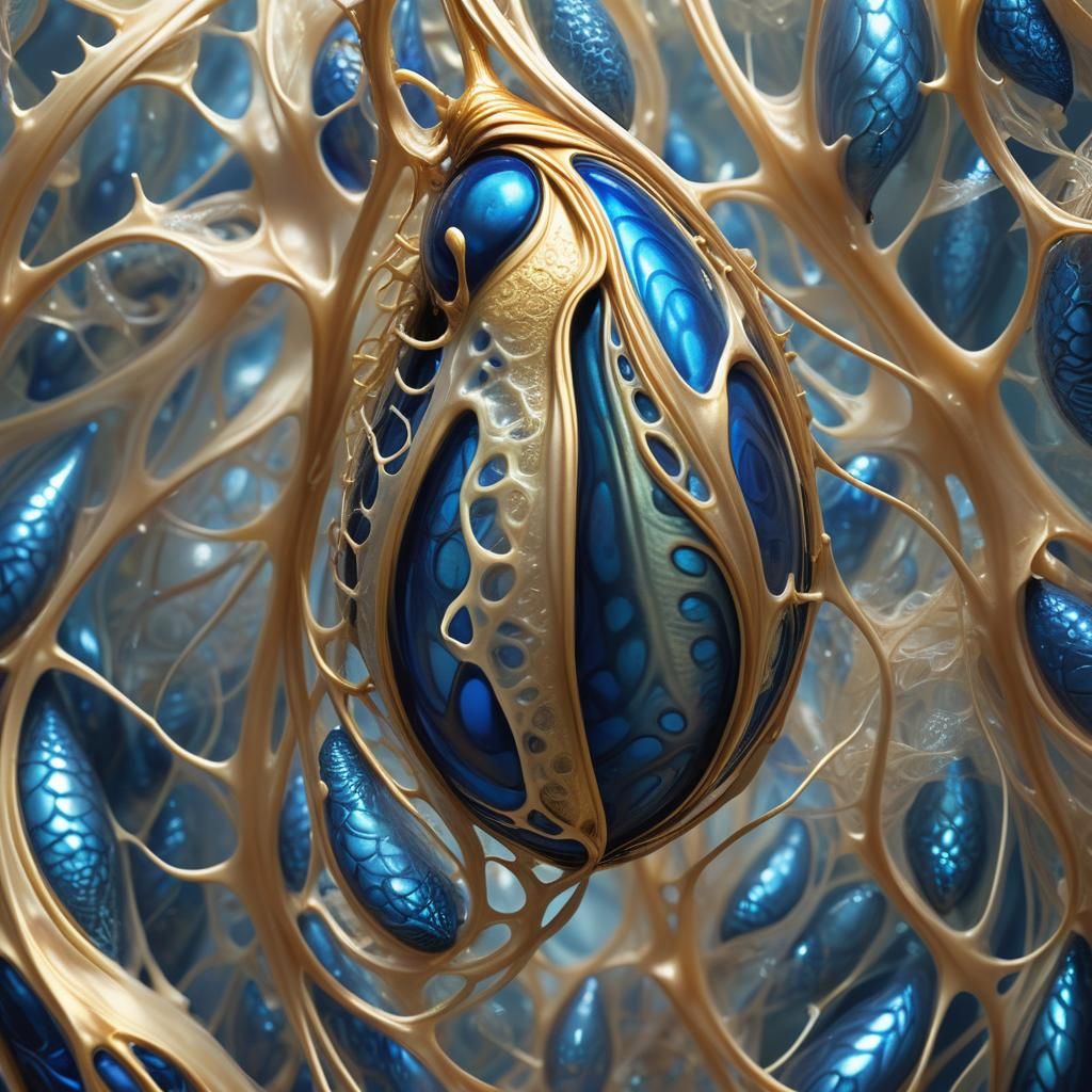 Surreal Biomorphic Chrysalis with Bioluminescent Light