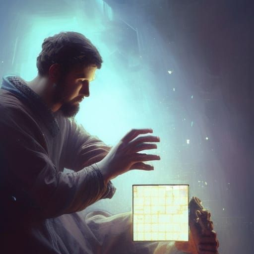 12th Century Men Play Tetris: Art Nouveau Portrait