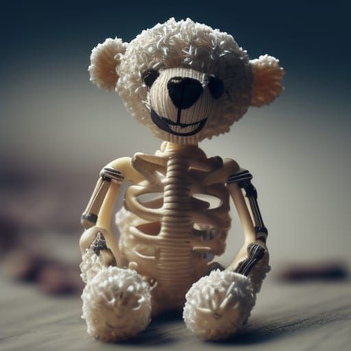 Skeletal Teddy Bear Macro Photography