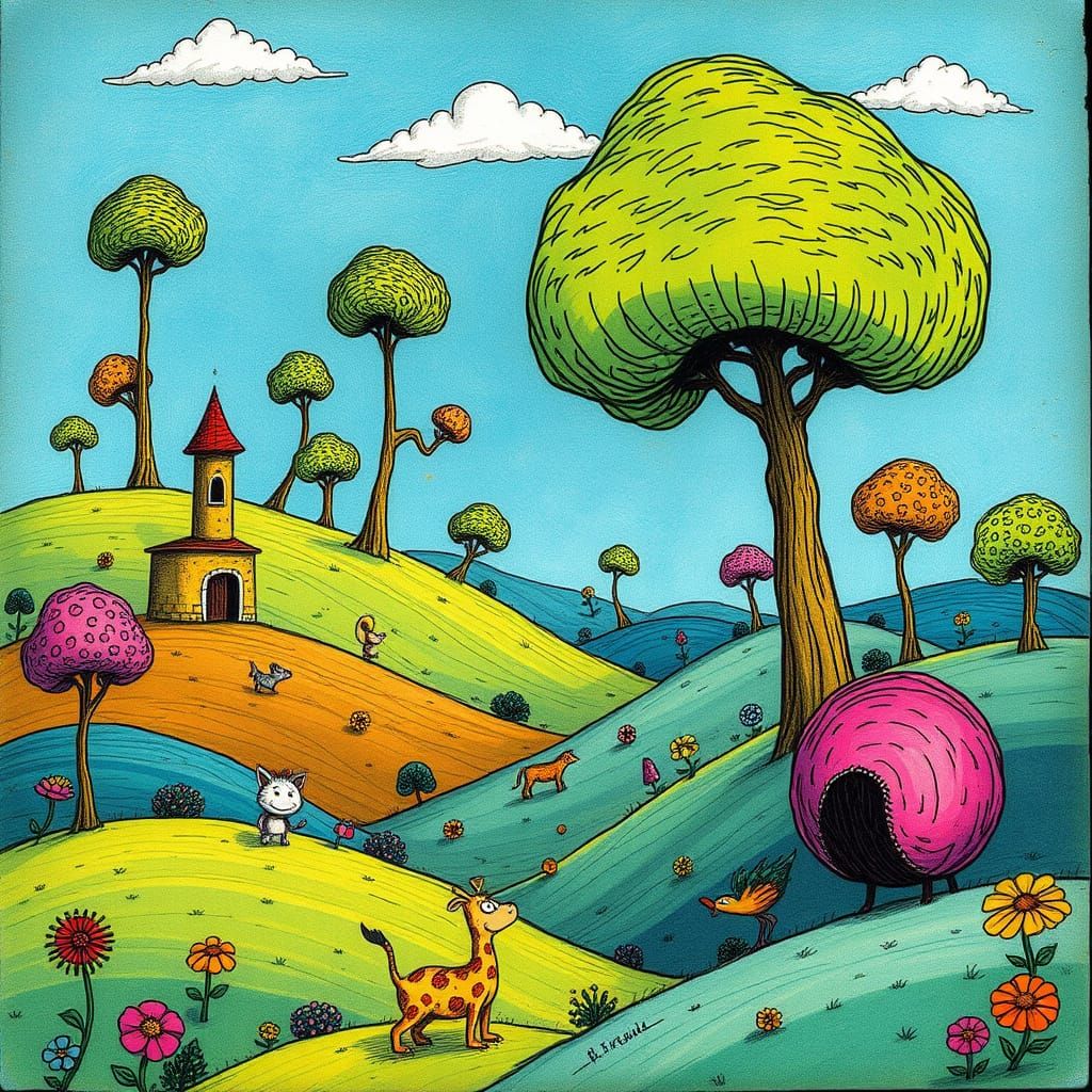 Whimsical Dr. Seuss-Inspired Landscape