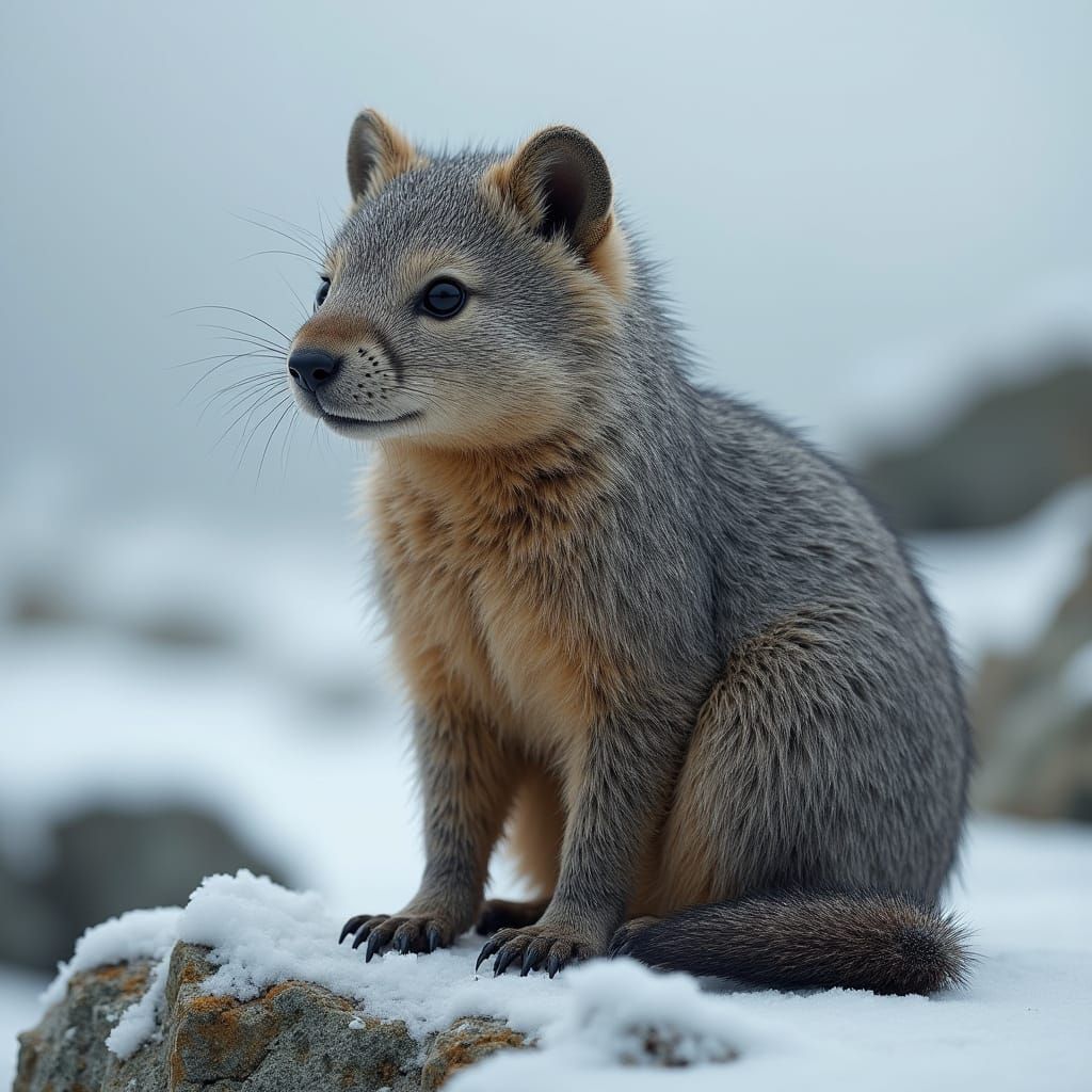Lemming Wolf Hybrid in Arctic Tundra Landscape