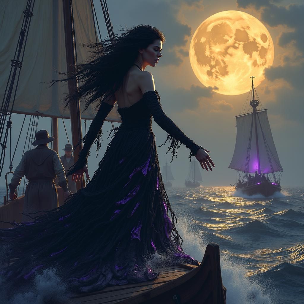 Siren's Song: A Dark Fantasy Art Nouveau Seascape