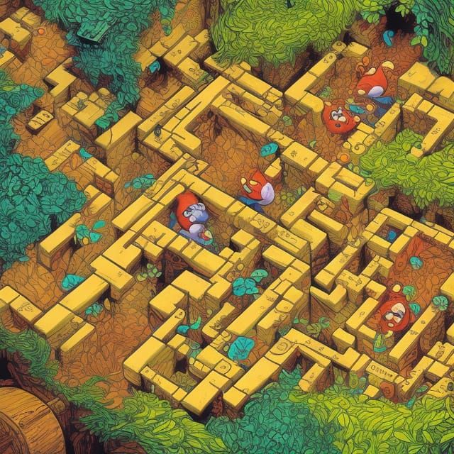 Hamster in Maze: Comic Book Gouache Art