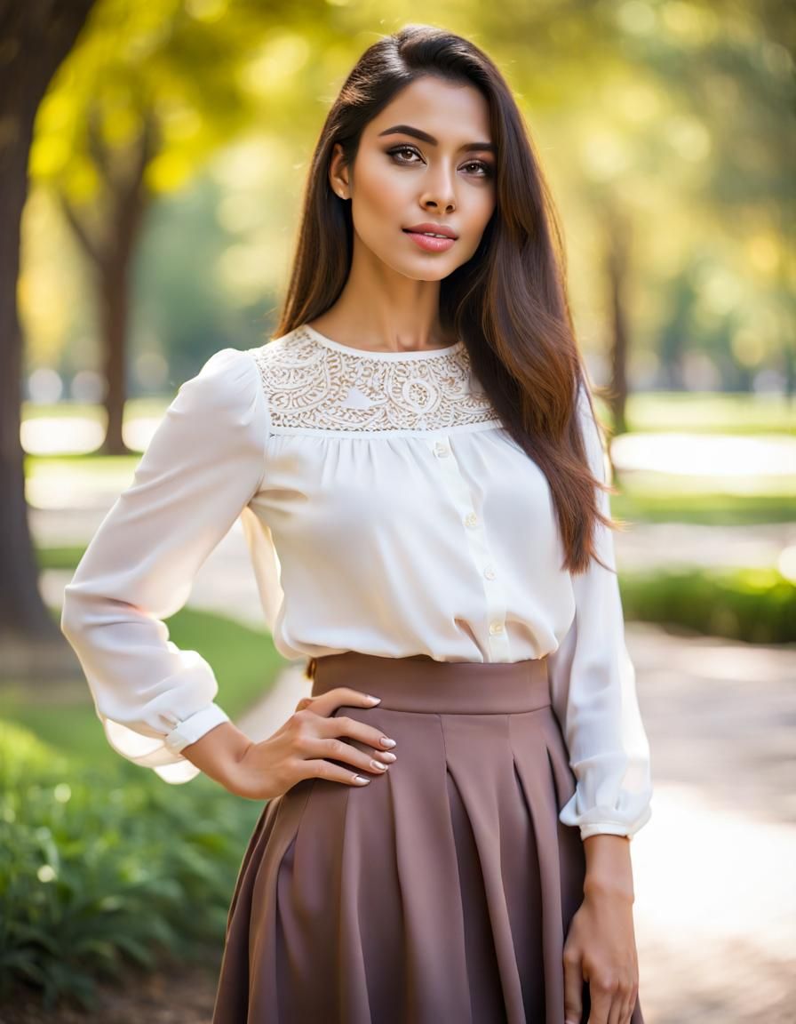 Portrait of Young Latina Woman in Park