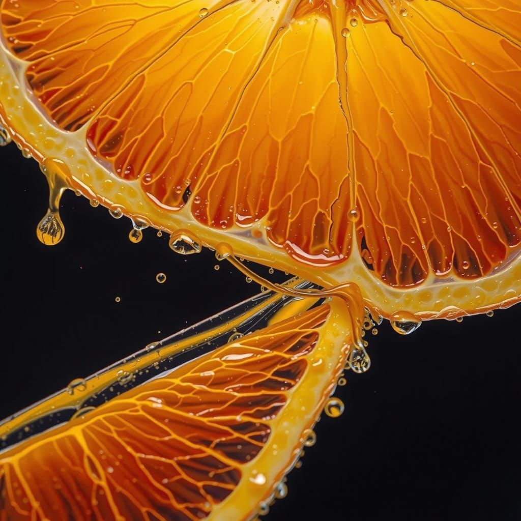Illuminated Macro Image of a Translucent Orange Slice