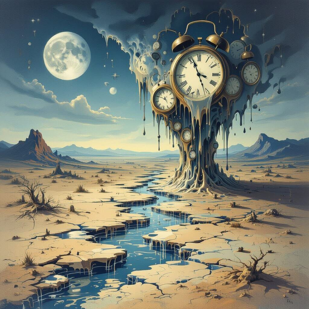 Surreal Melting Clocks Evoke Unease