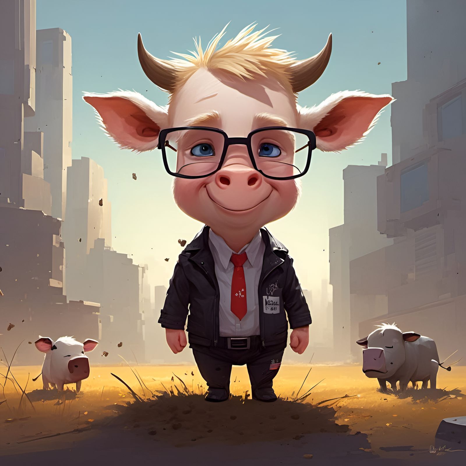 Adorable Chibi Cow with Intricate Details