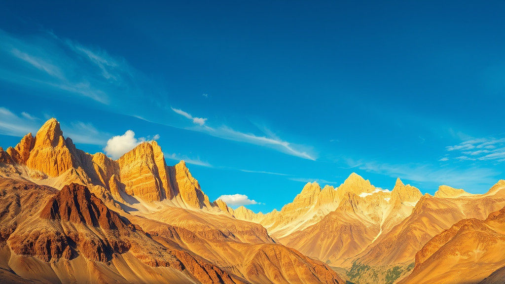 Golden Mountains Landscape in Digital Art Style