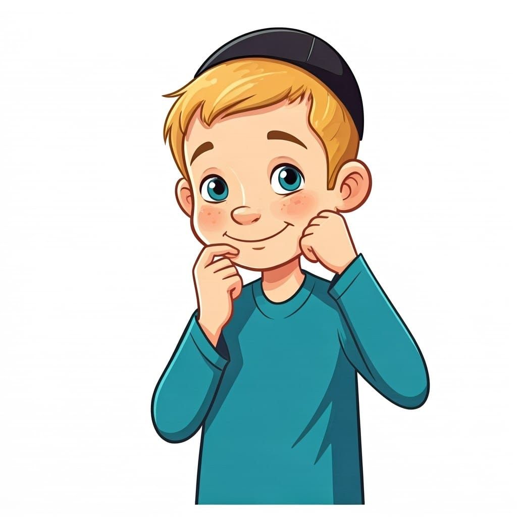 Haredi Boy in Thoughtful Pose, Raleigh Style Drawing