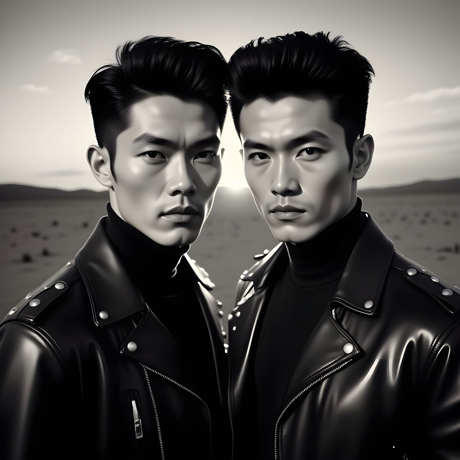Two Handsome Men in Retro Greaser Style