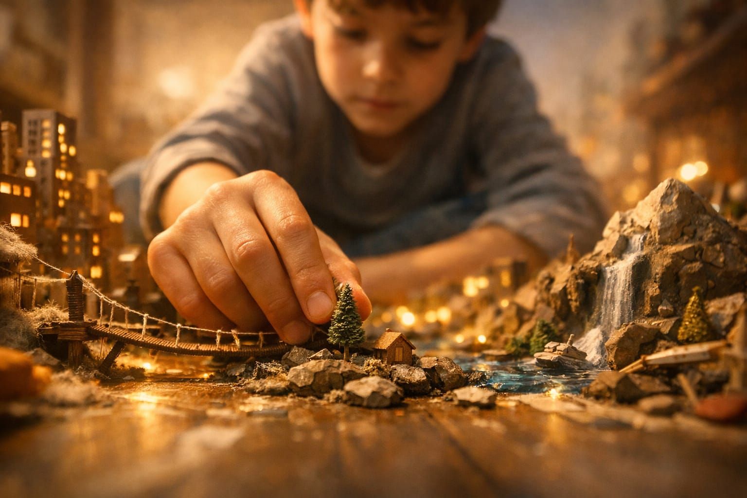 Child's Miniature World Replaces Bedroom in Cinematic Scene