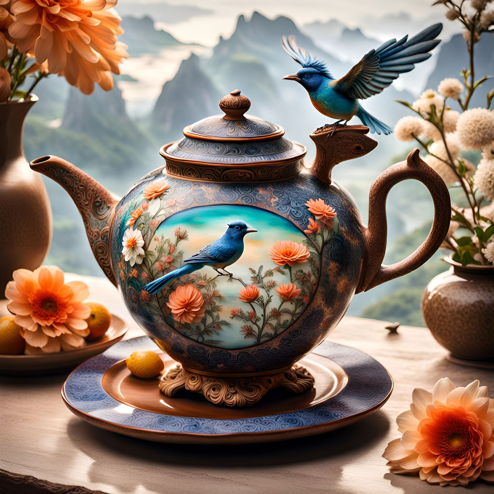 Anthropomorphic Teapot in Fantasy Pottery Style