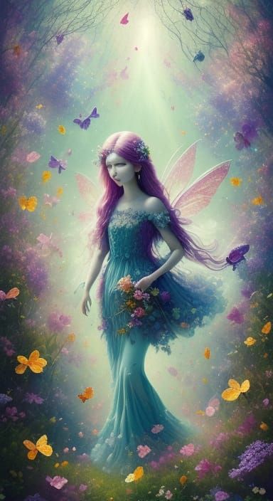 Enchanted Floral World with Flower-Formed Figures