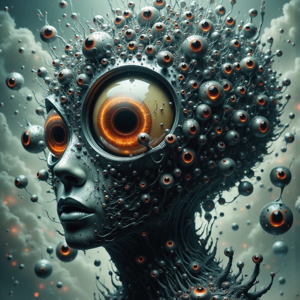 Gargantuan Eye Being with Stalk Eyes and Glowing Orb