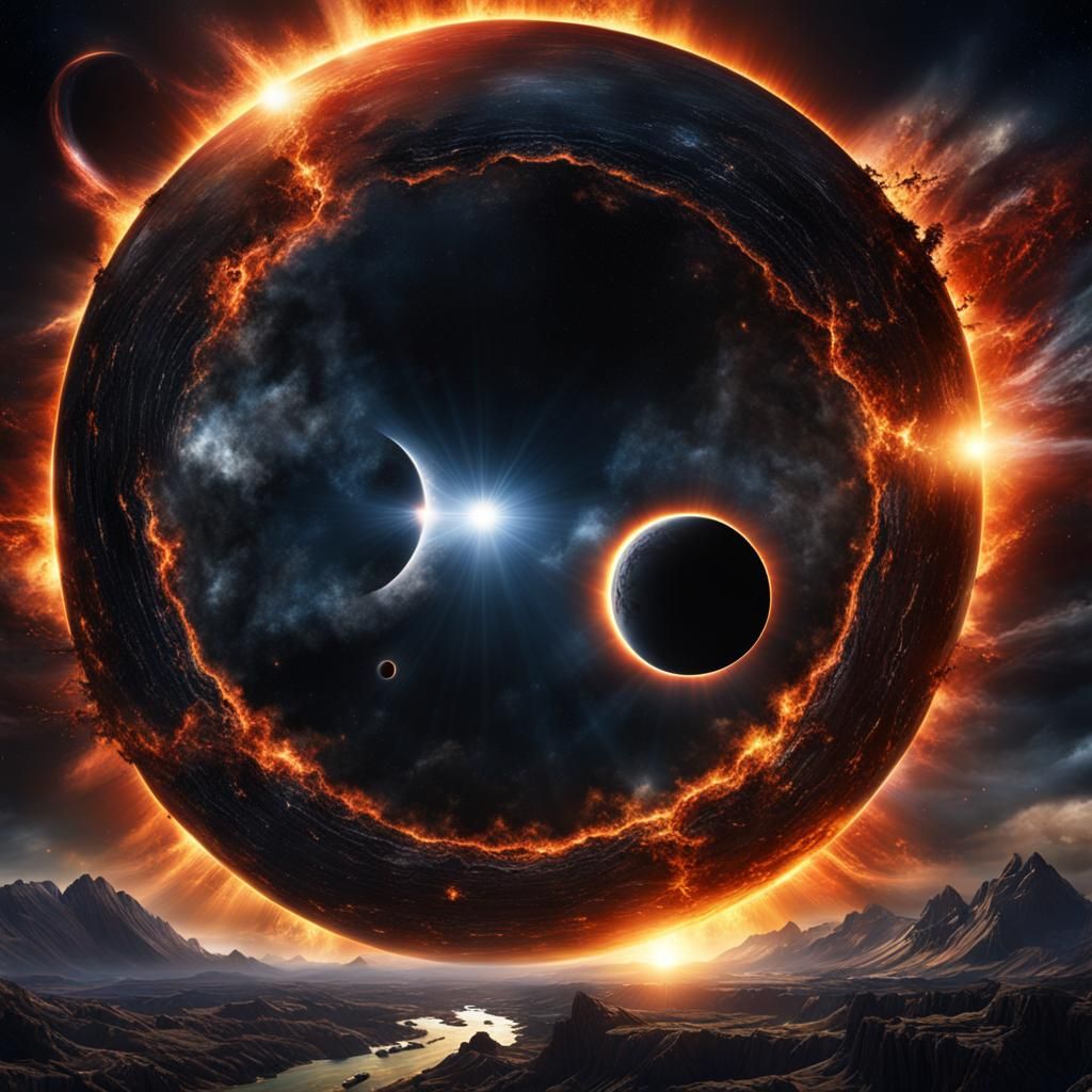 Twin Black Holes Convergence: Hyperrealistic Digital Matte P...