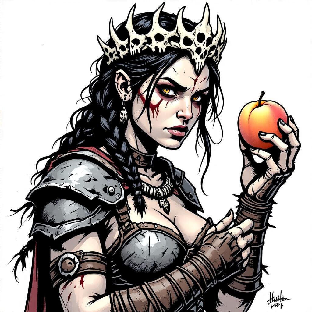 Barbarian Princess Warrior with Bone Tiara and Peach