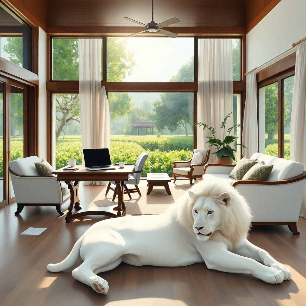 Serene Luxury Workspace in a Lime and Lemon Farm Oasis