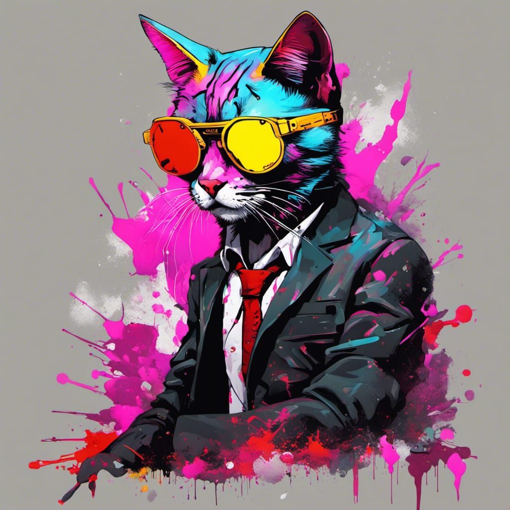 cyberpunk cat hitman agent 47