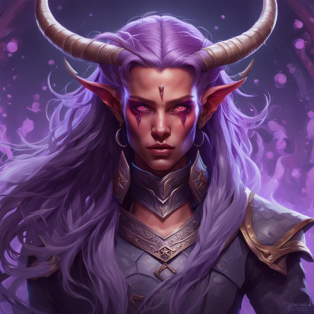 Detailed Tiefling Portrait in Hyperrealistic Style