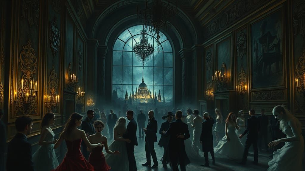 Monstrous Masquerade Ball in Impasto Style