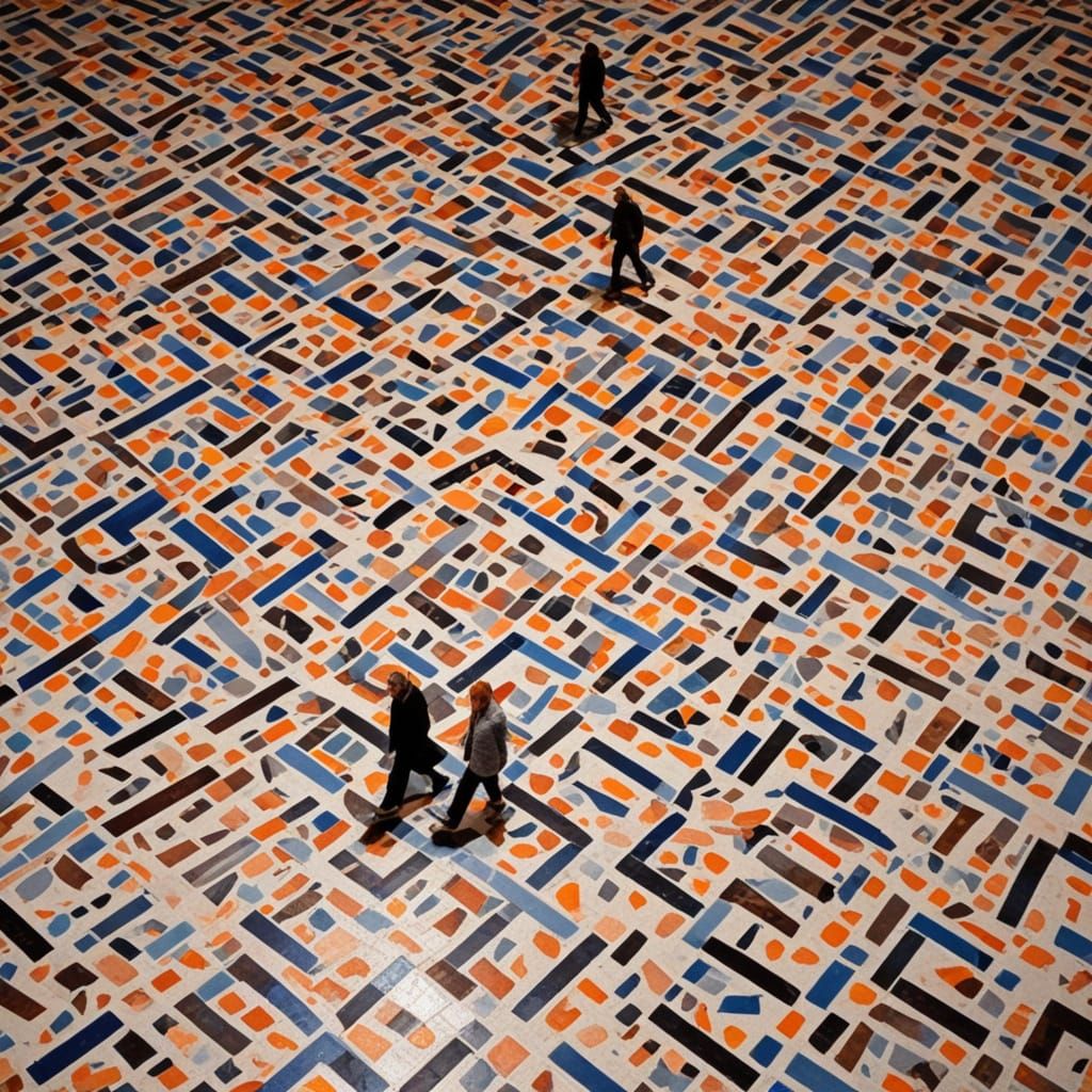 Pop Art Pedestrians in Op Art Style