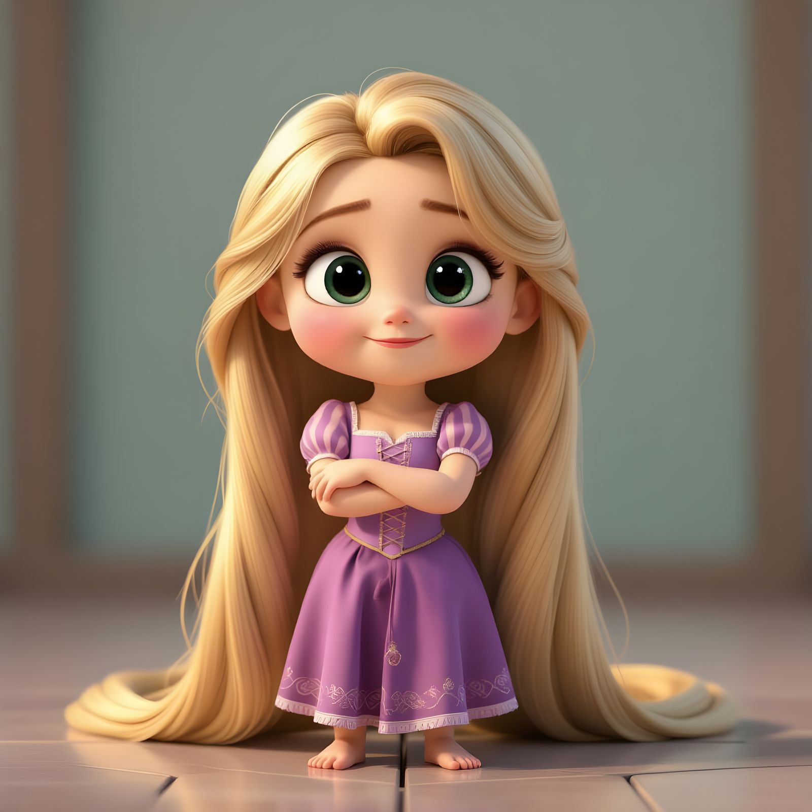 Ultra-Cute Baby Rapunzel in Pixar Style