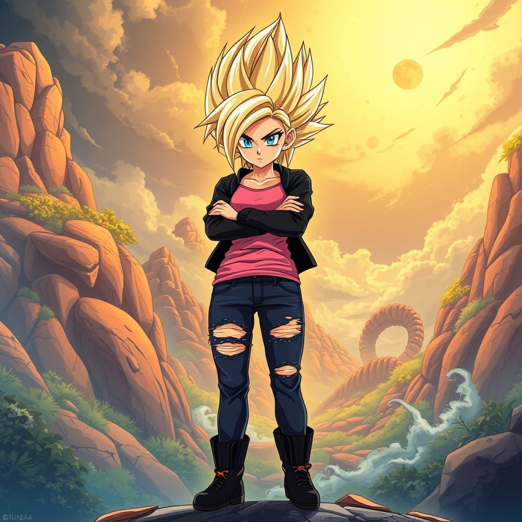 Fierce Super Saiyan Maiden Unleashes Power on Planet Namek