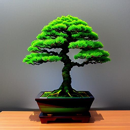 Geometric Wireframe: Abstract Bonsai Tree Portrait