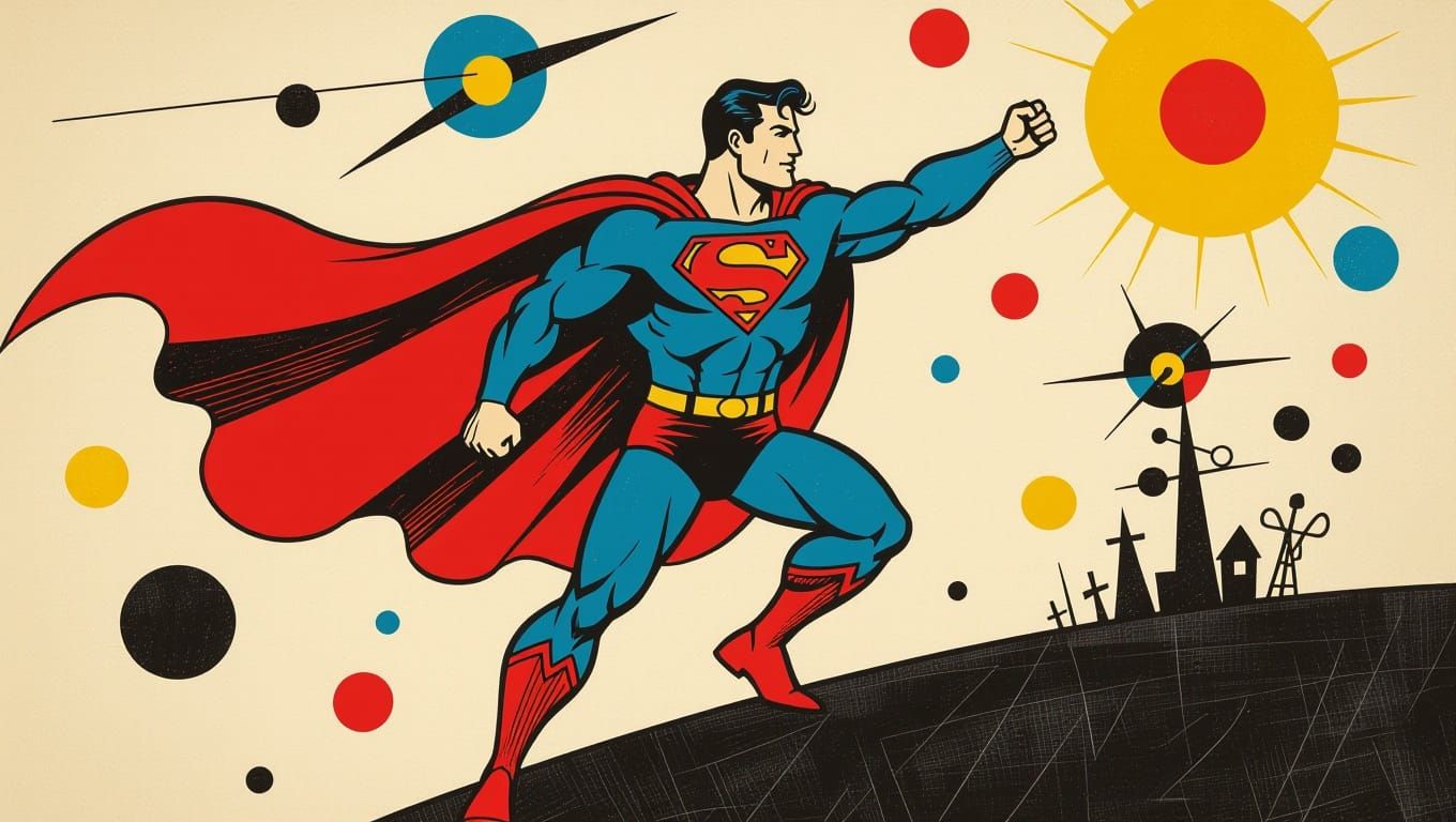 Superman in Style of Joan Miro