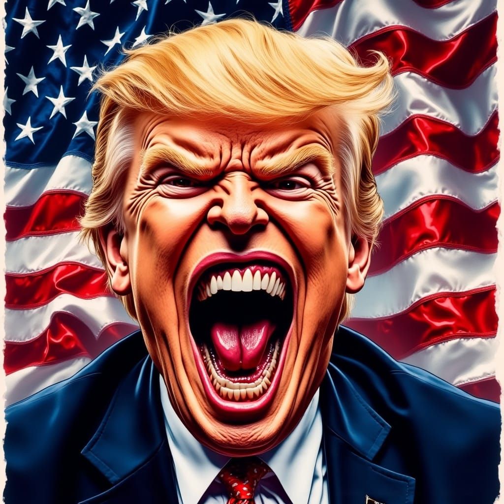 Screaming Trump in Satirical Style