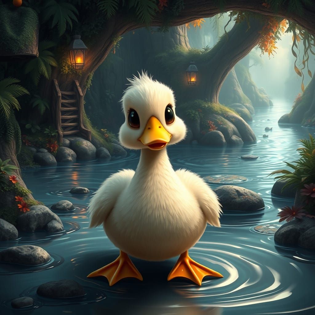 Whimsical Duck in a Fantastical World