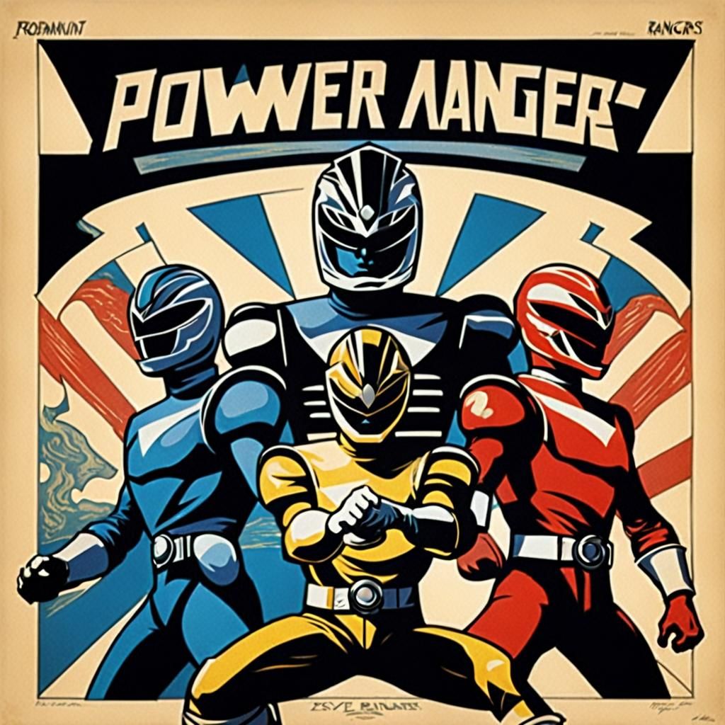 Power Rangers Recruitment Poster in Art Deco Style