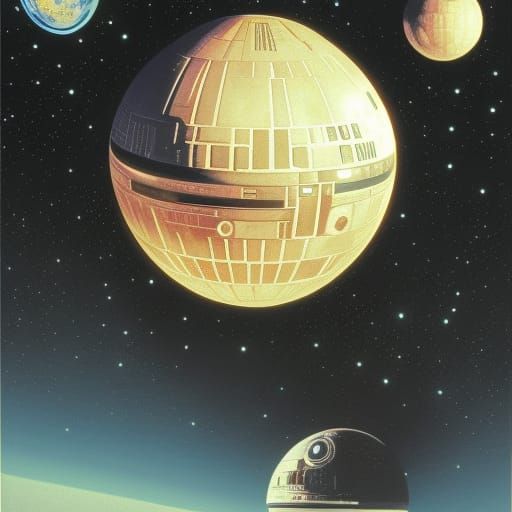 Death Star in Space: Retro Sci-Fi Movie Poster