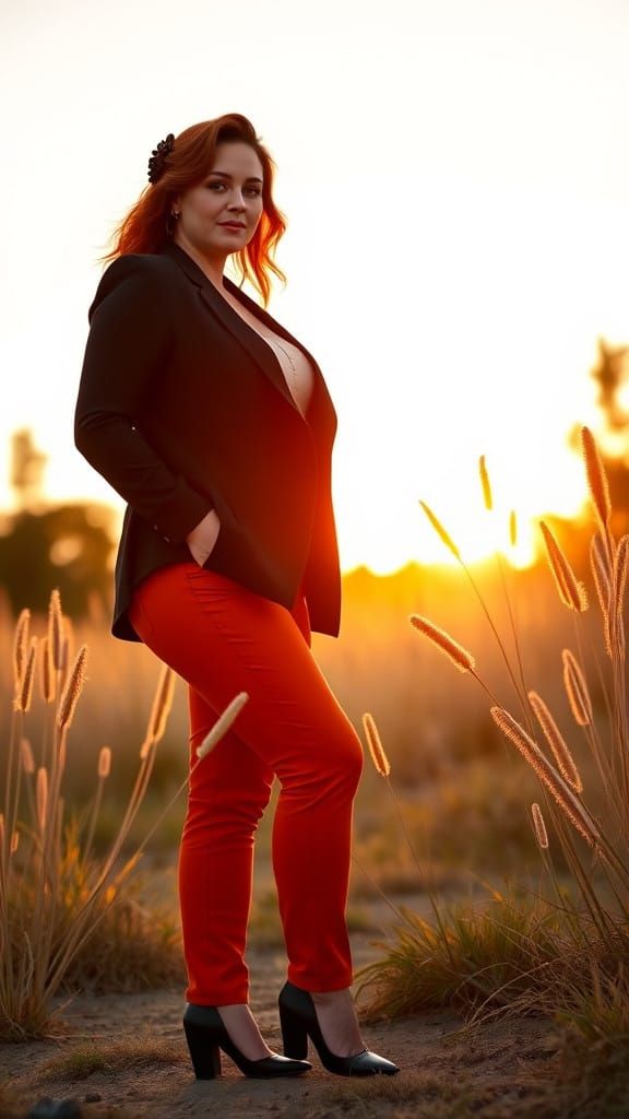 Jennifer Lawrence in a Fashionable Outfit in Golden Hour