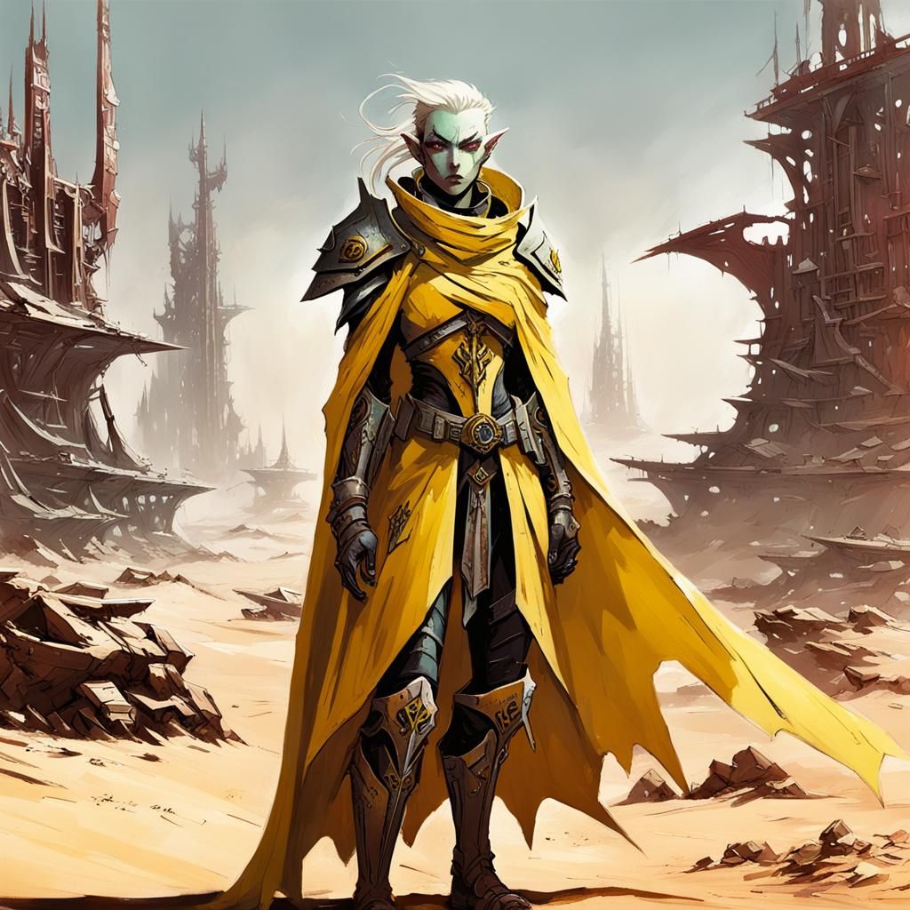 Eldar Elf on Red Planet in Warhammer 40K Style