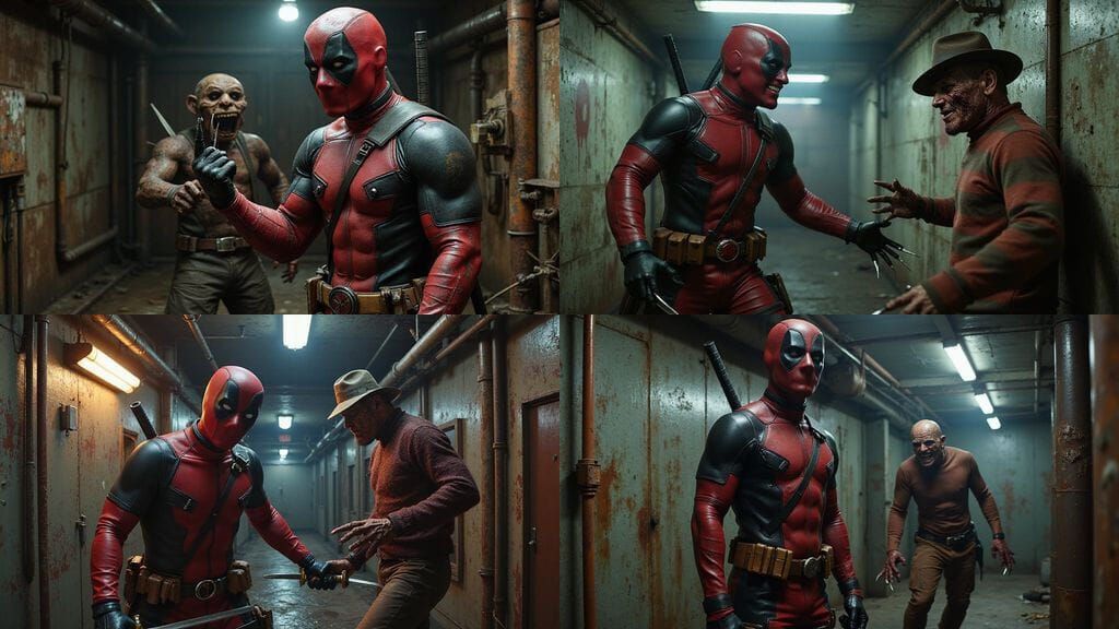 Deadpool Battles Freddy Krueger in a Hyperreal Nightmare