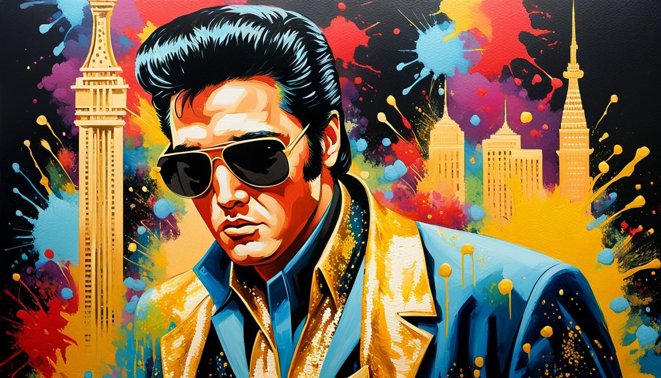 Elvis Presley Pop Art Portrait in Las Vegas