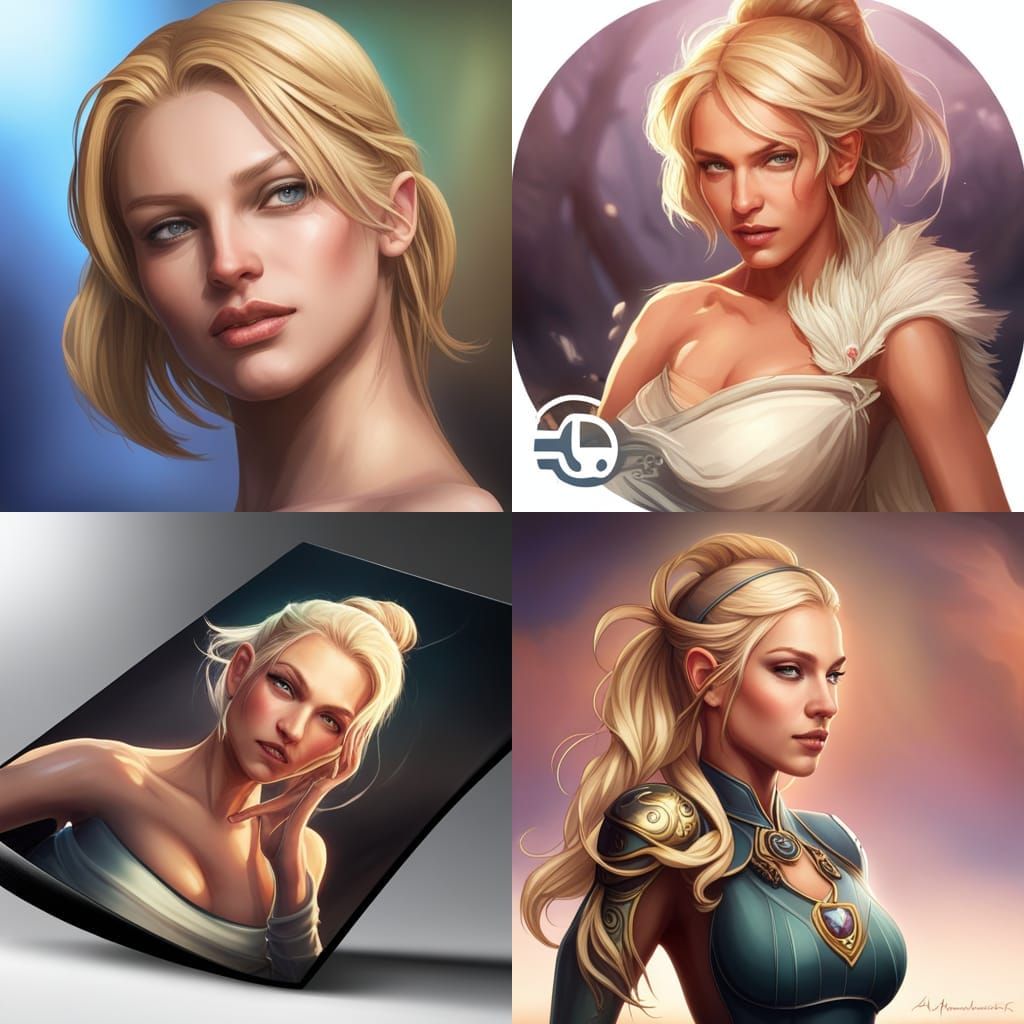 Blonde Fantasy Woman Portrait in Digital Art Style