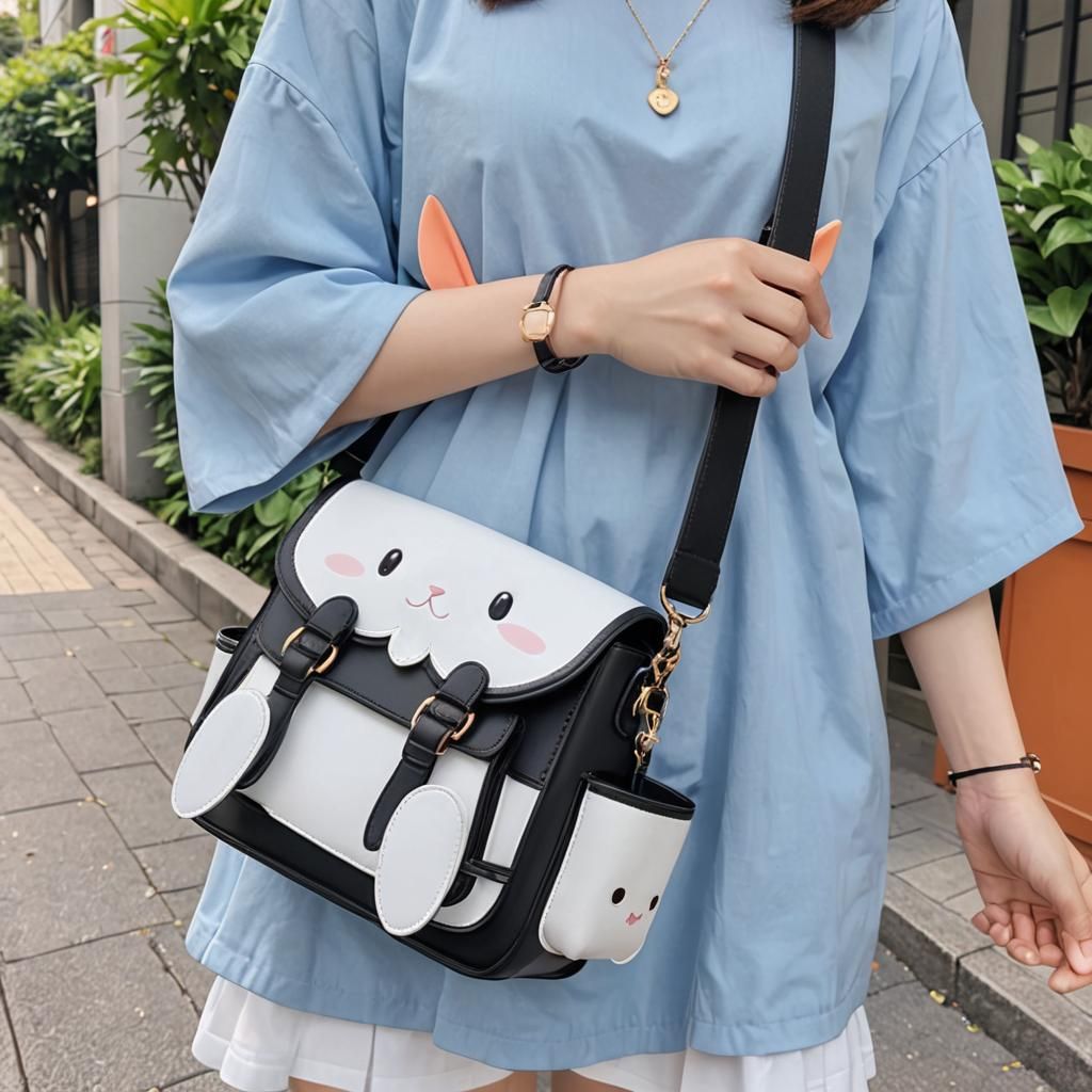 Kawaii Rabbit Crossbody Bag as 3D Anime Art