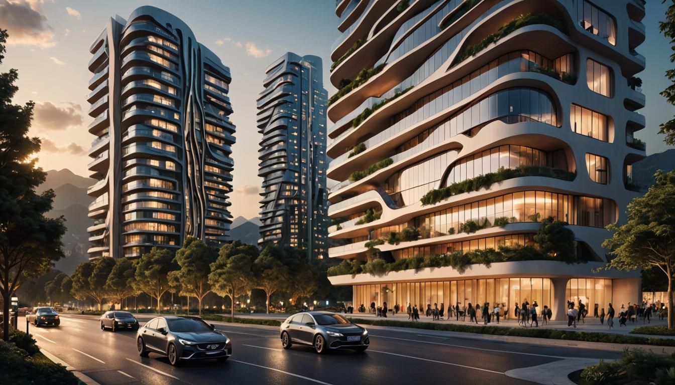 Zaha Hadid Inspired Condominiums at Sunset