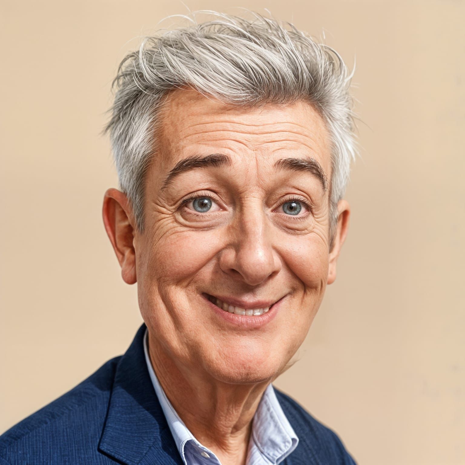 Elderly Celebrity Portrait with Forgotten Dentures