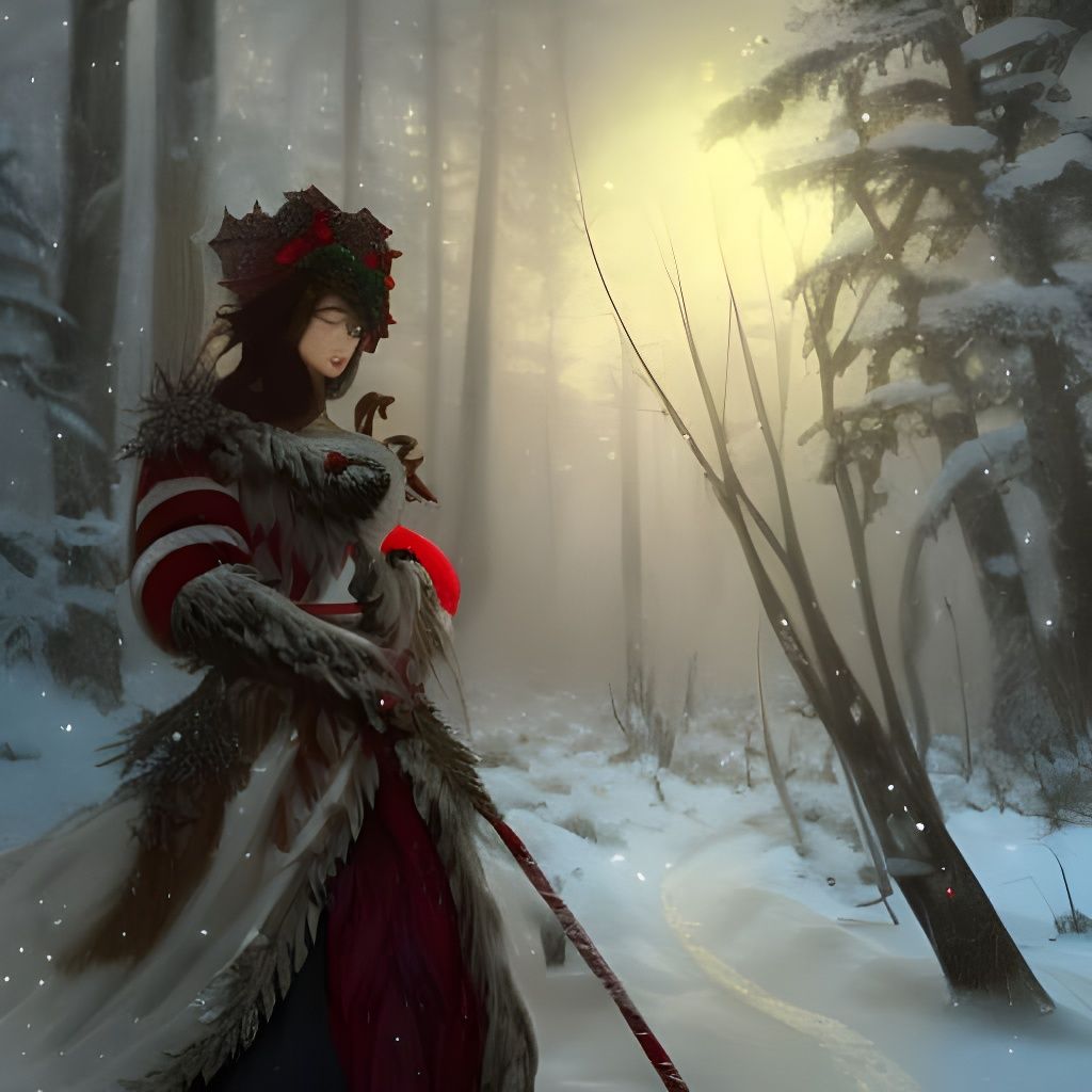 Candy Cane Emperor in Winter Forest