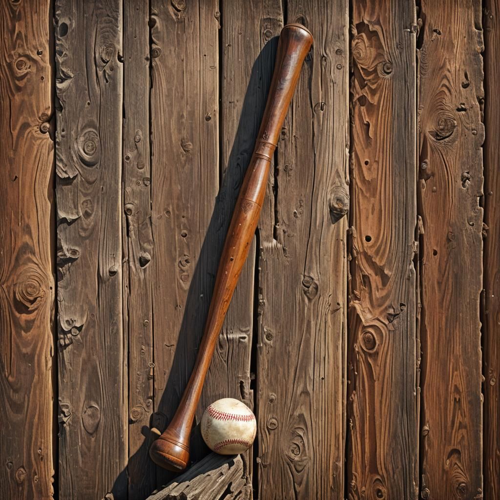 Vintage Baseball Still Life in Distressed Matte Painting Sty...