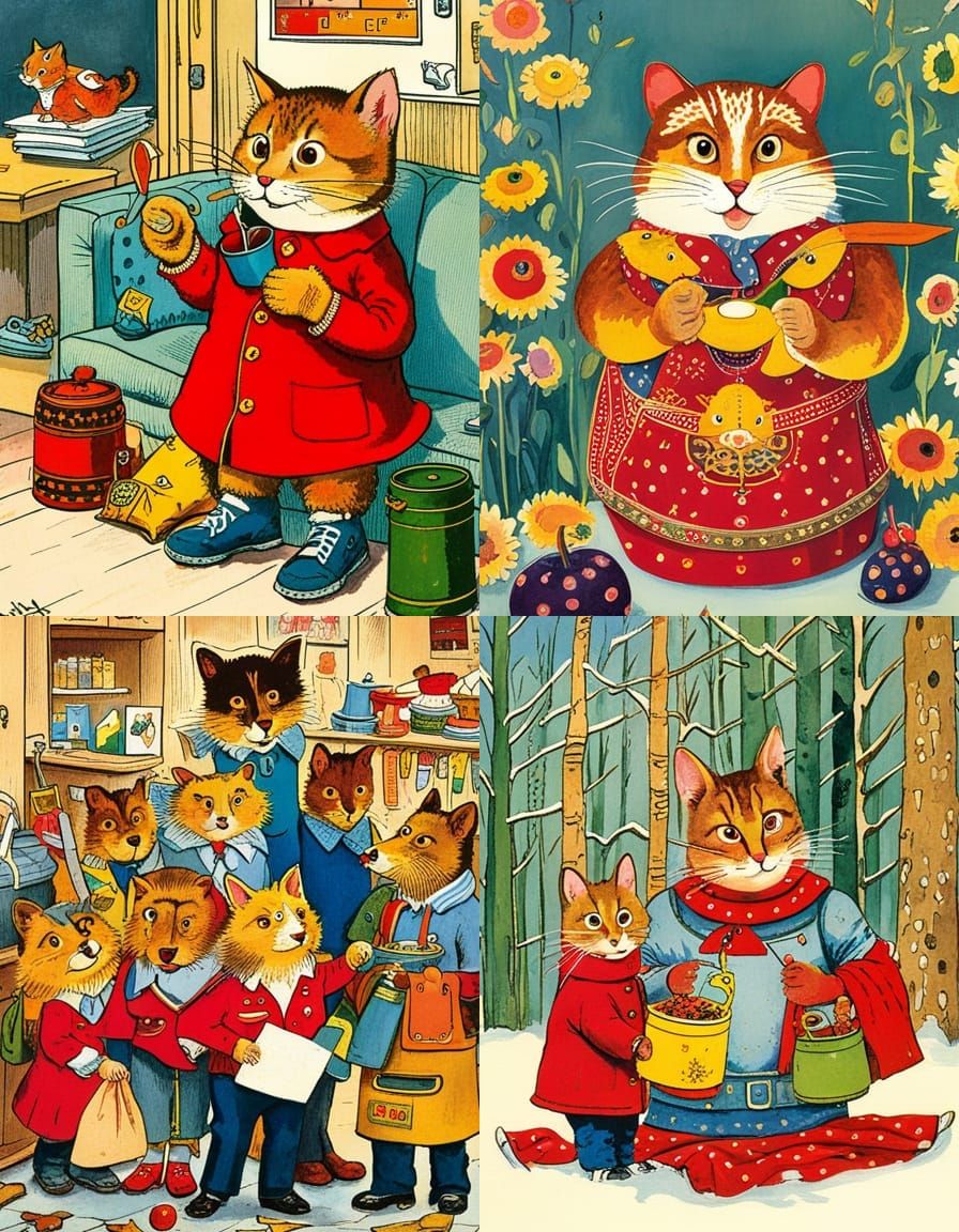 Whimsical Animal Town Illustration in Scarry Style