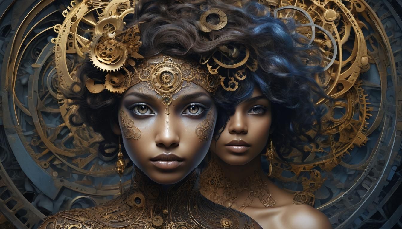 Surreal Dark Fantasy Portrait in High Contrast